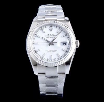 Swiss ETA3135 Copy Rolex Datejust 904L Steel White Face Watch